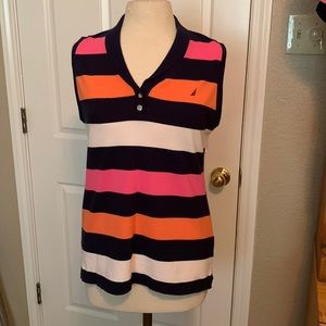 Nautical strip polo shirt size L